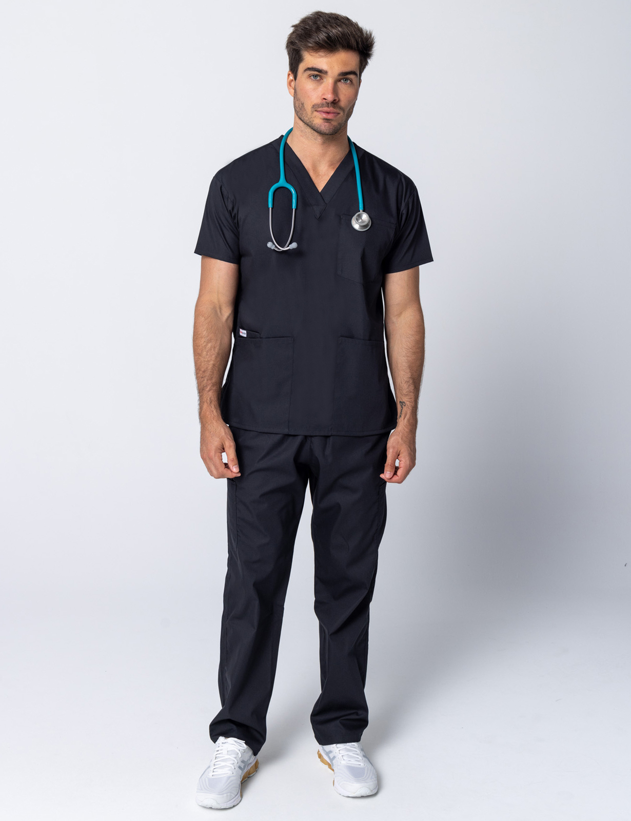 Men's 4 Pocket Scrub Top - Black - 4X large
