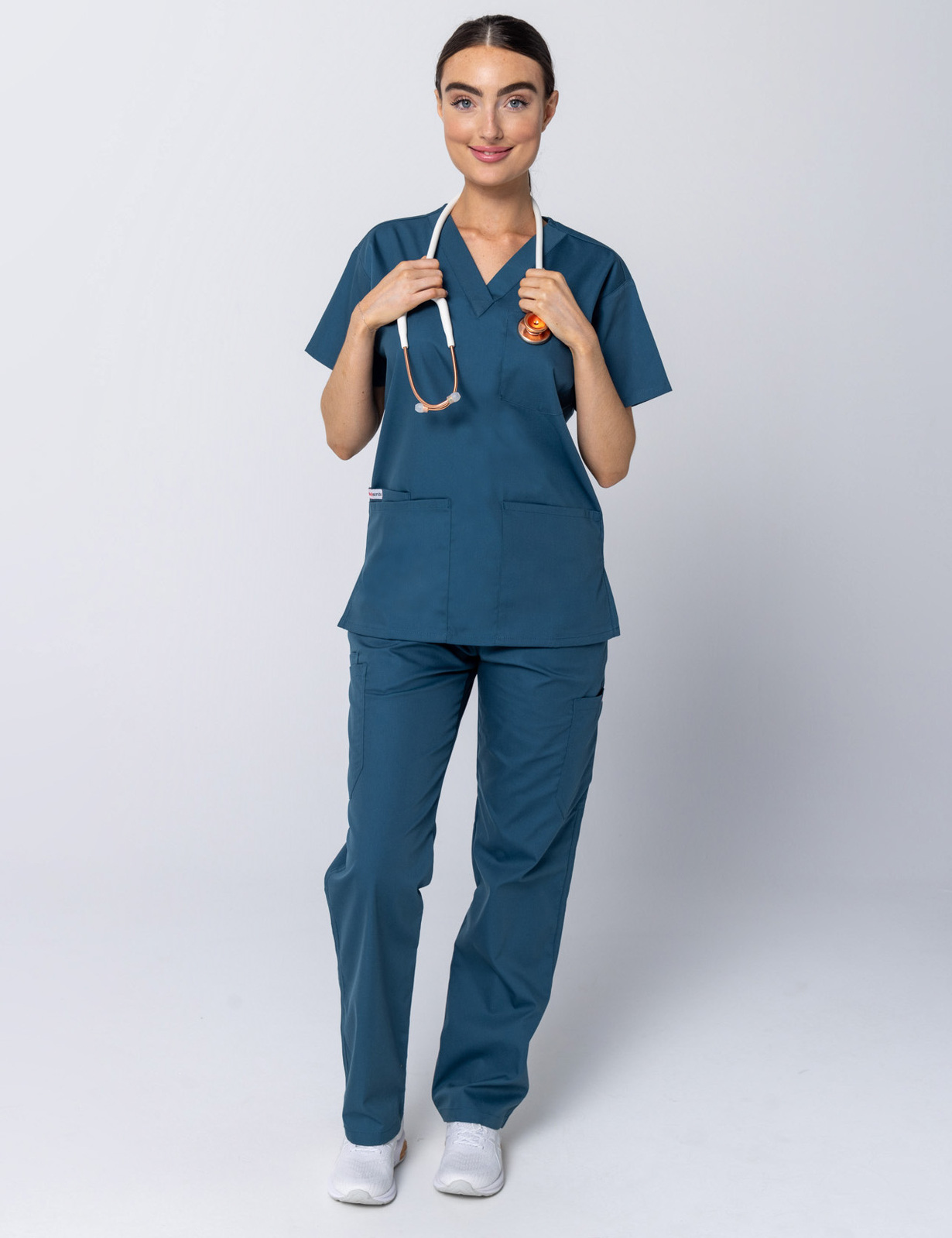Women's 4 Pocket Scrub Top - Caribbean - 2X Large