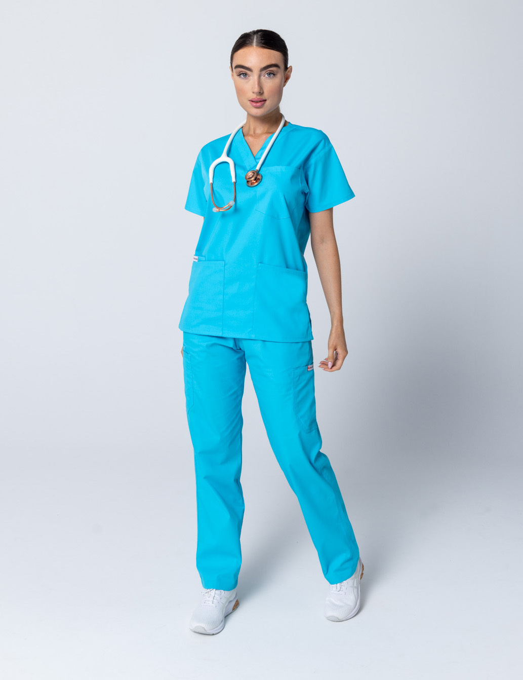 Women's 4 Pocket Scrub Top - Aqua - 3X Large