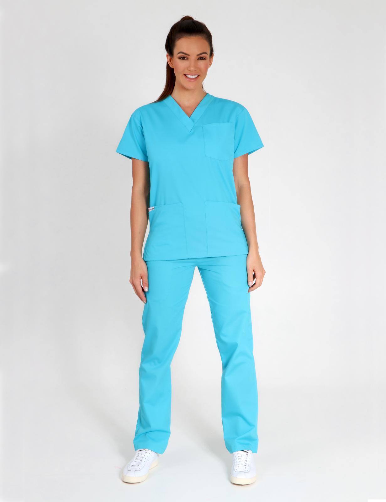 4 Pocket Scrub Top - Aqua - 5X Large - 0