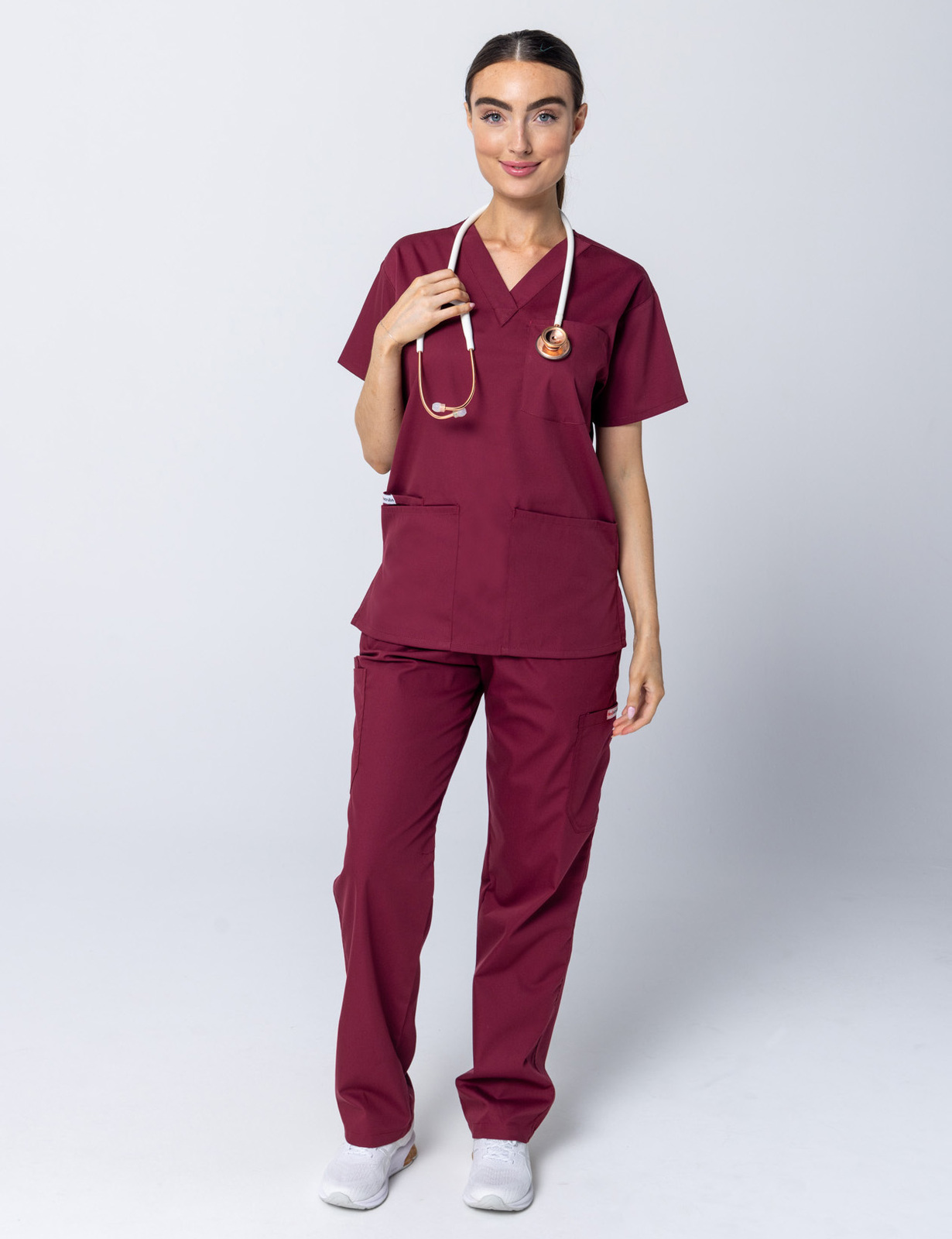 Women's 4 Pocket Scrub Top - Burgundy - XX Small