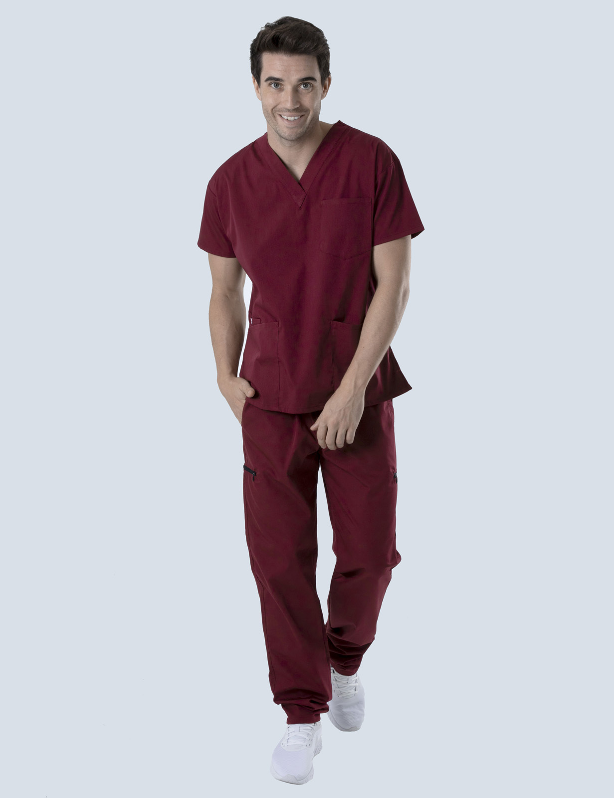 Men's 4 Pocket Scrub Top - Burgundy - 4X large