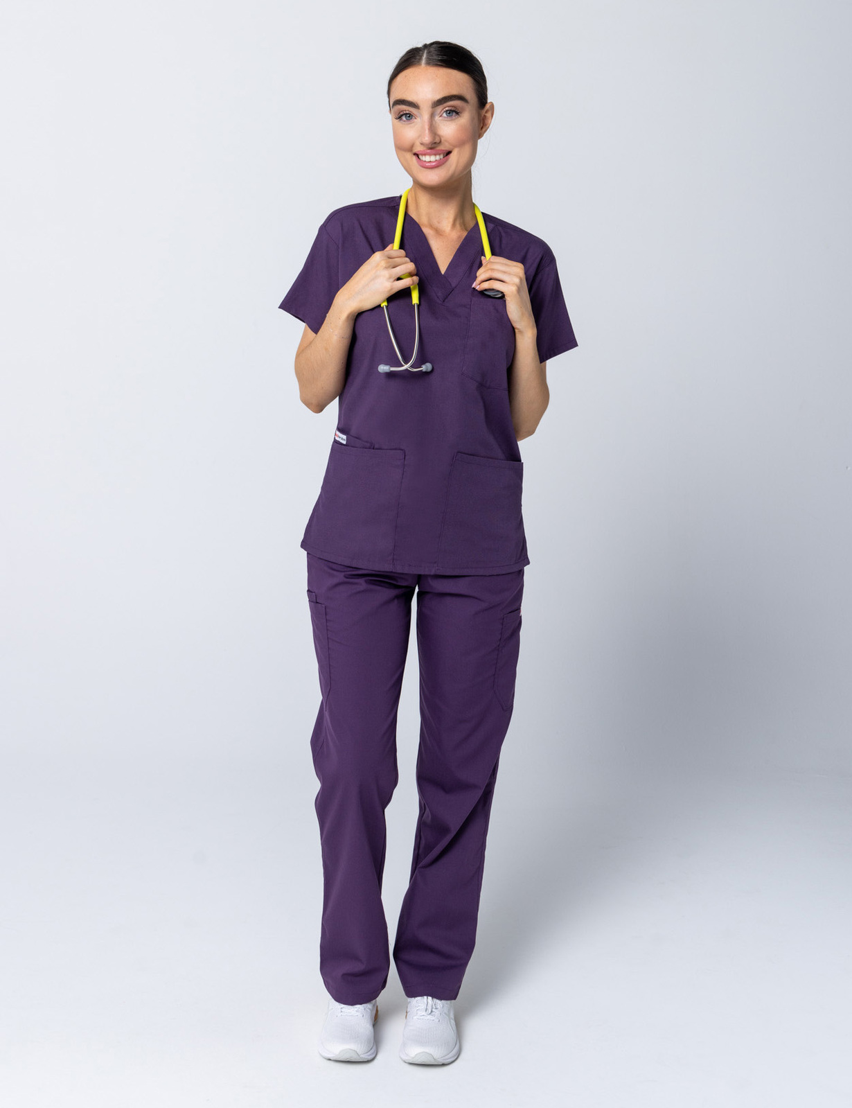 Women's 4 Pocket Scrub Top - Aubergine - 3X Large