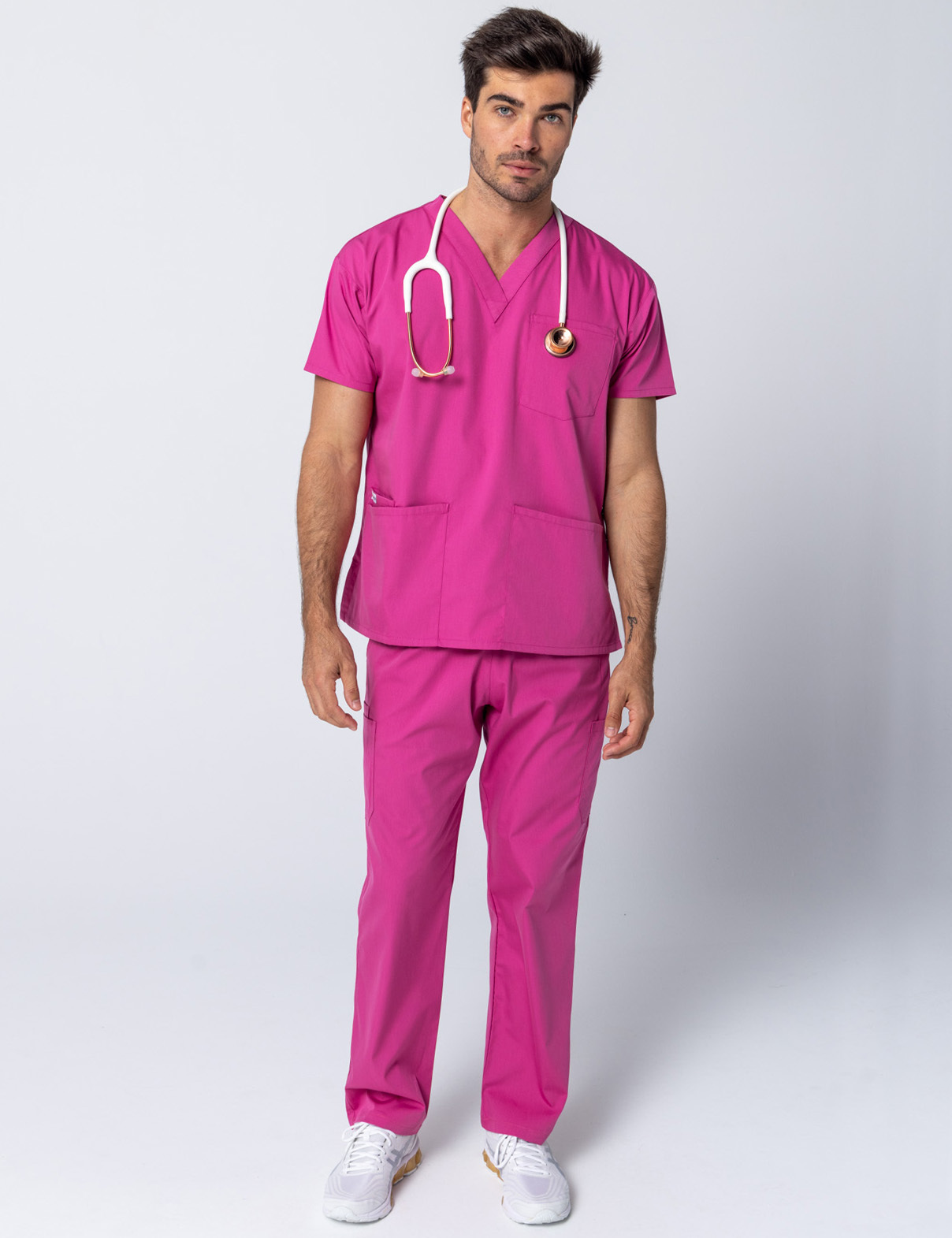 Men's 4 Pocket Scrub Top - Pink - X Small
