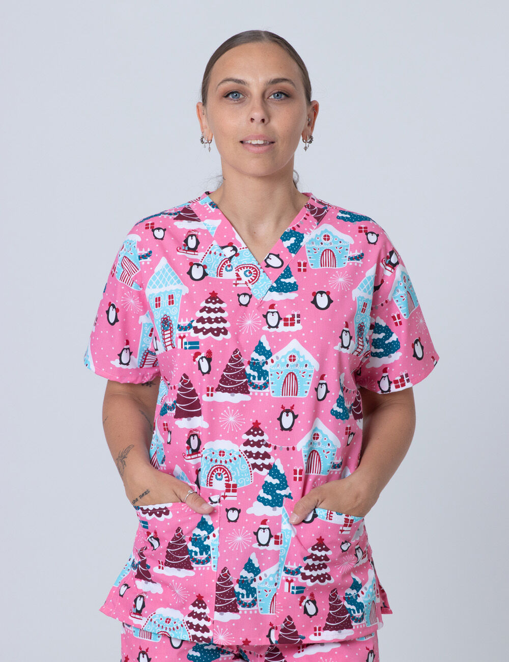 Enchanted Penguins Classic Scrub Top