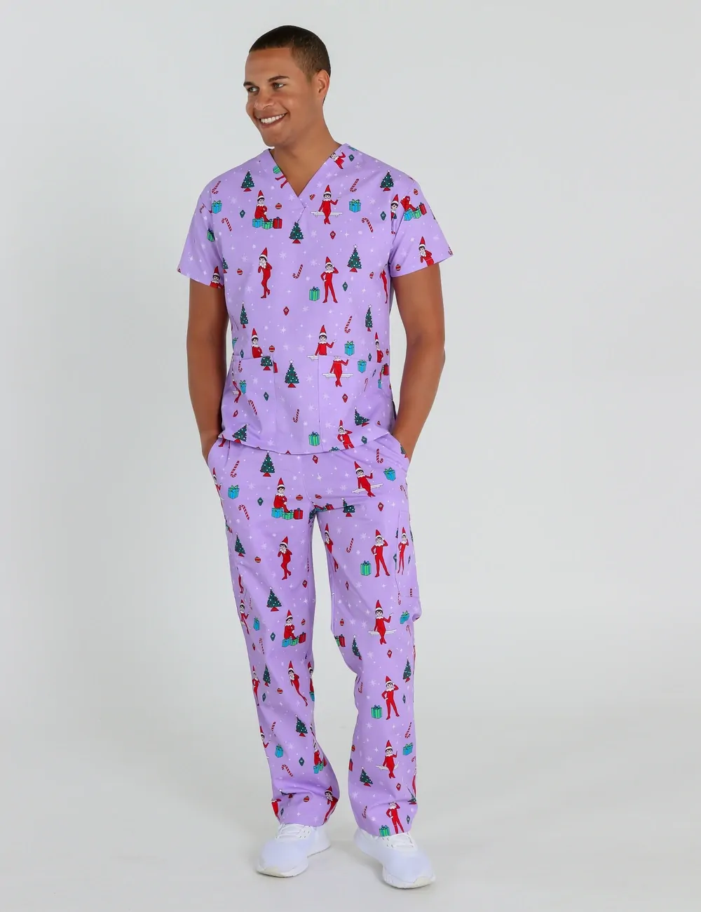 It's Christmastime Men's Classic Scrub Top featuring The Elf on the Shelf® - XXS - 0