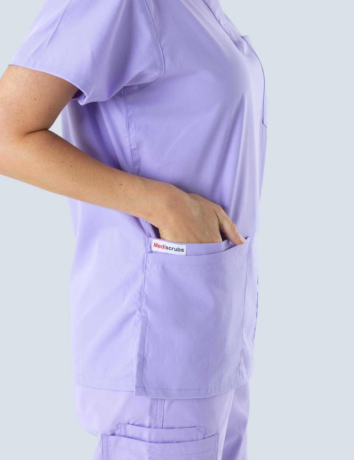 Queensland Children's Hospital Emergency Department Assistant in Nursing  Uniform Top Bundle  (4 Pocket Top in Lilac incl Logos)