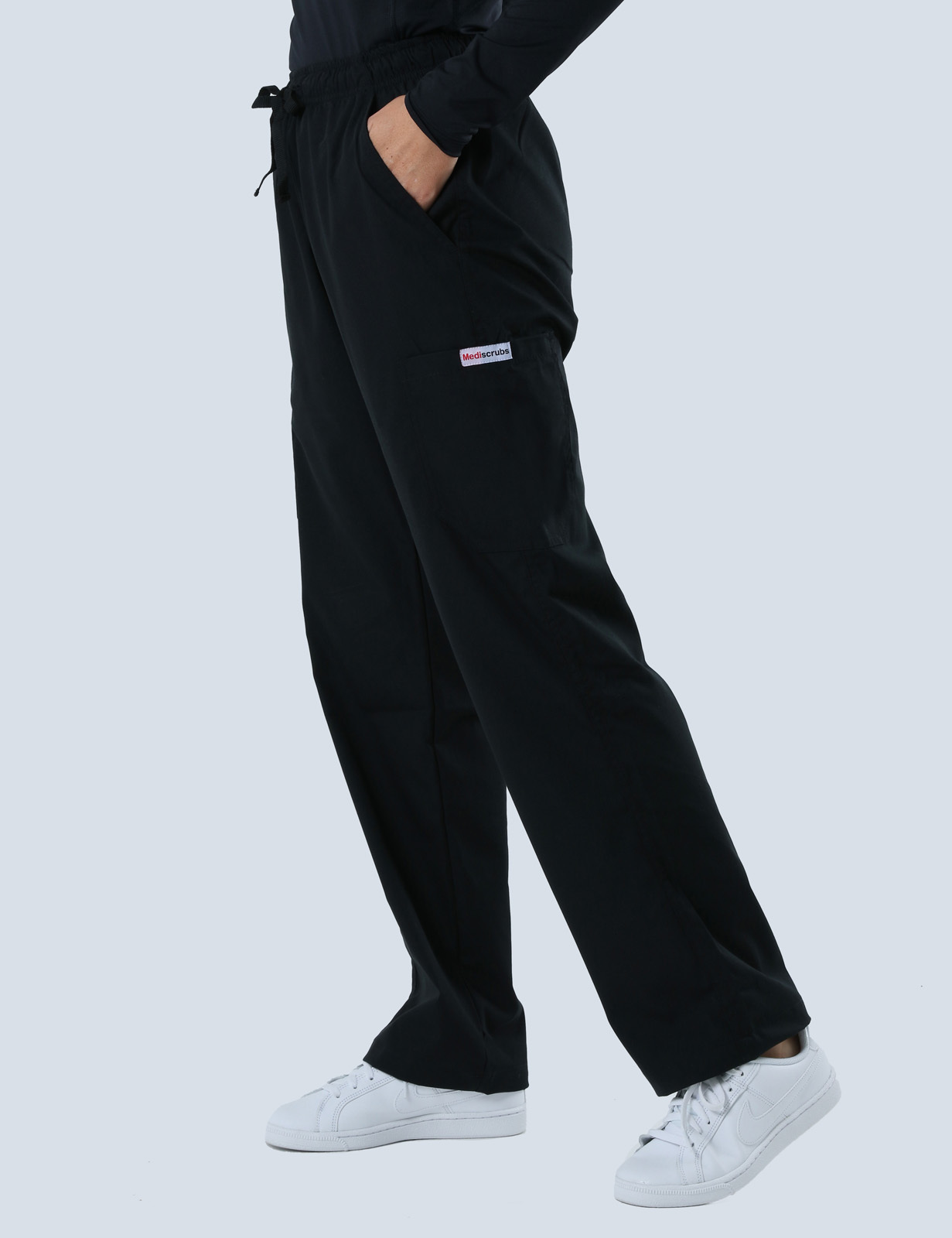 Royal Hobart Hospital Emergency Department Specialist Uniform Set Bundle (4 Pocket Top and Cargo Pants in Black incl Logo)