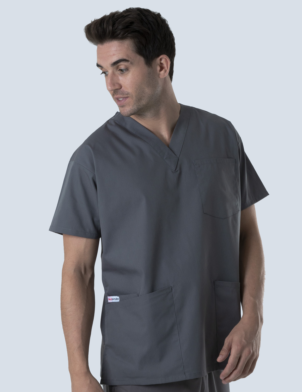 Ipswich Hospital Pharmacy Uniform Top Only Bundle (4 Pocket Top in Steel Grey + 3 Logos)