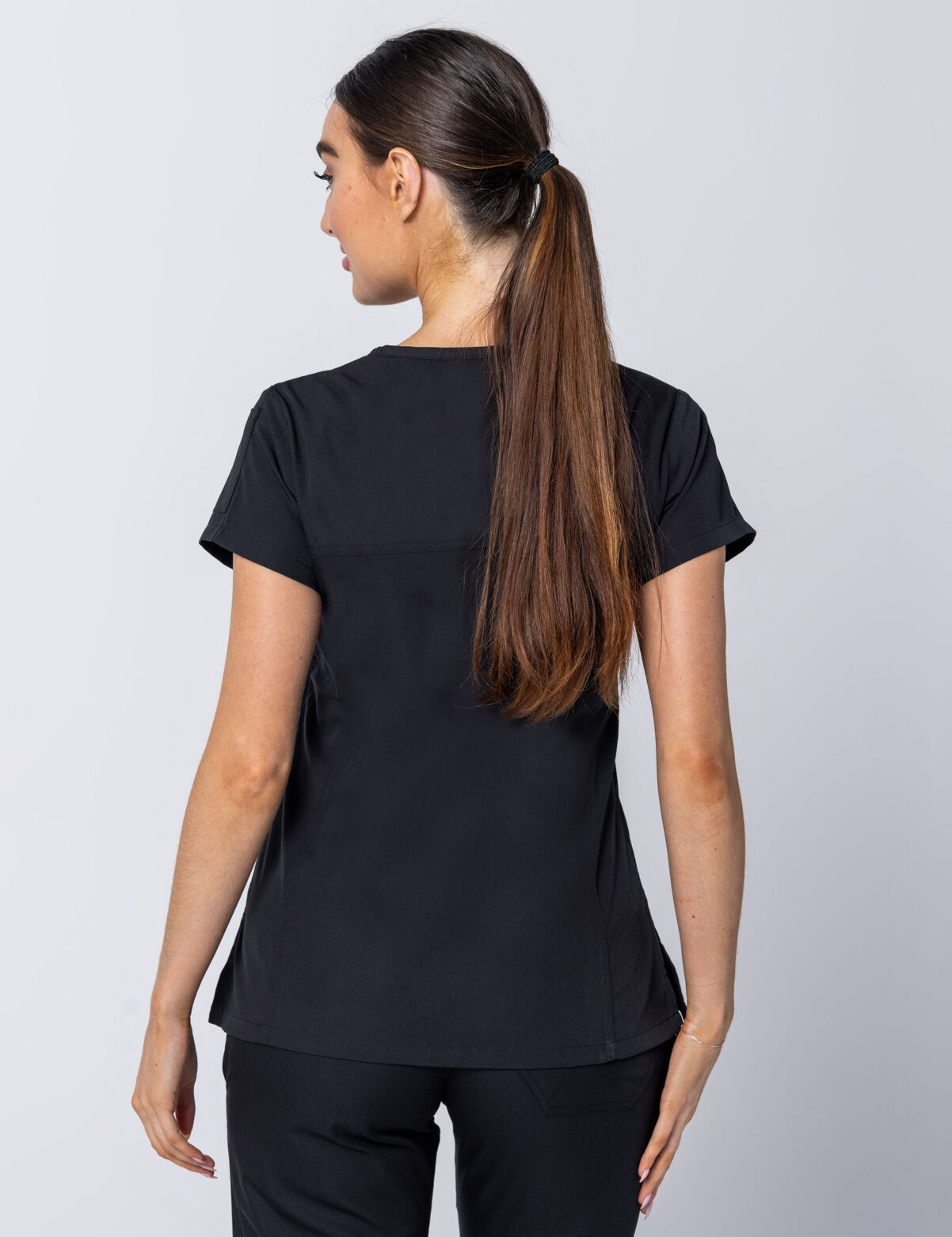 Rockhampton Hospital Clinical Measurements Women's Uniform Top Only Bundle (Women's Fit Spandex Top in Black incl Logos)