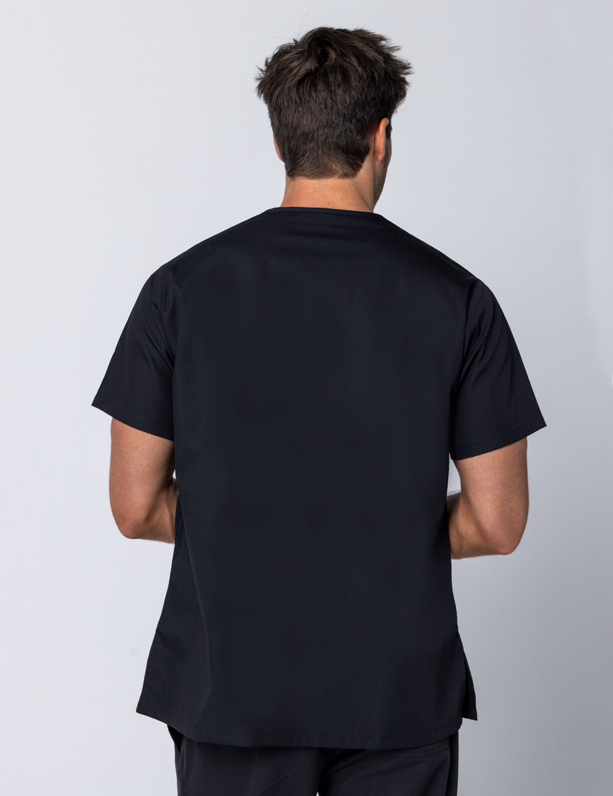 Rockhampton Hospital Clinical Measurements Men's Uniform Top Only Bundle (Men's Fit Solid Top in Black incl Logos)