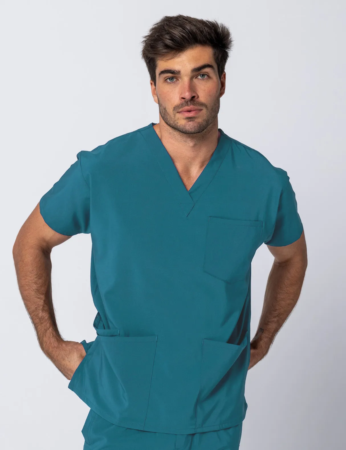 Tweed Health Super Clinic (Men's 4 Pocket Scrub Top and Pants in Emerald Tide incl Logos)