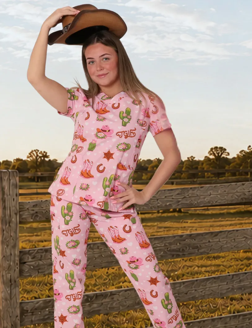 TGIF Boot Scootin' Friyay Women's Slim Fit Scrub Top