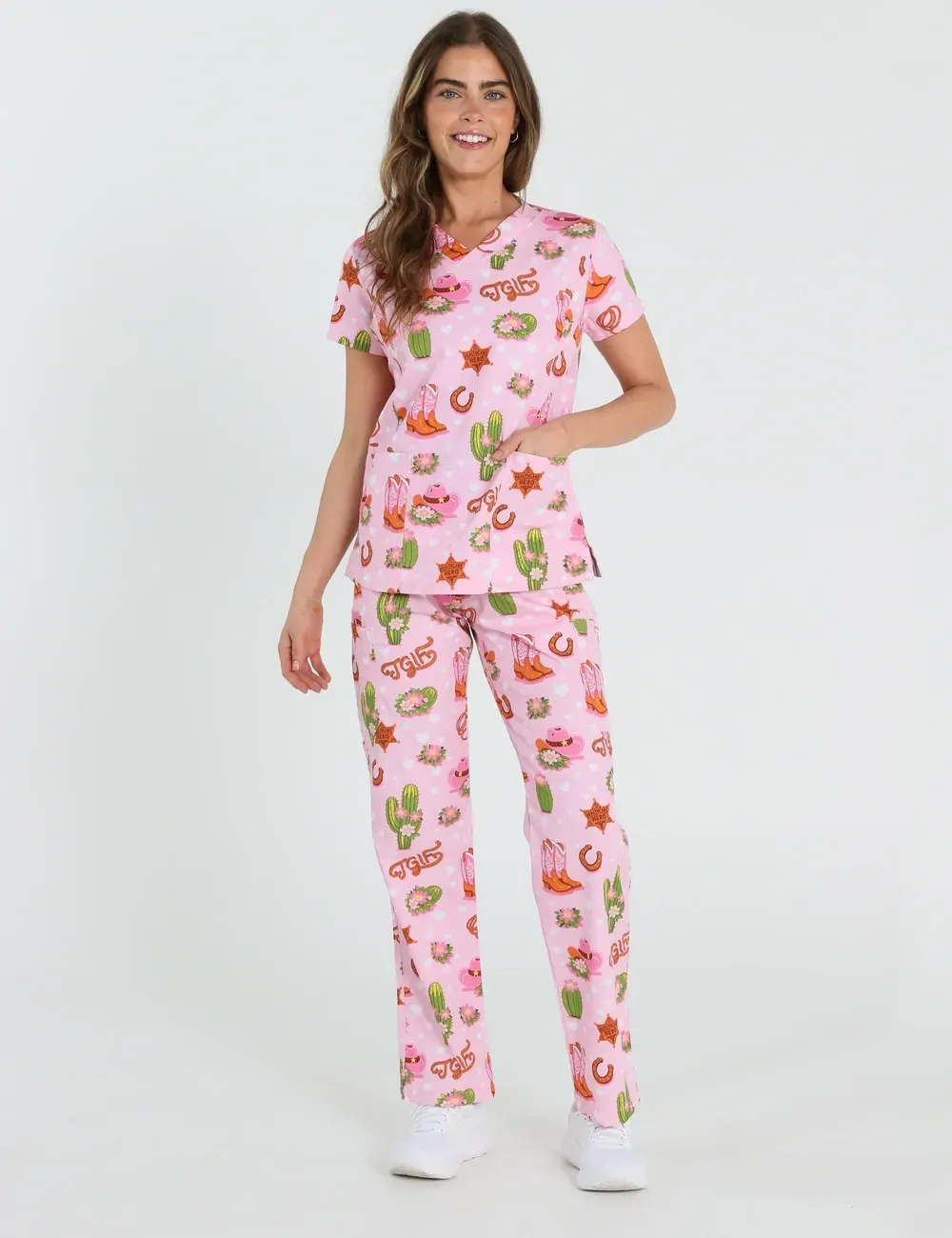 TGIF Boot Scootin' Friyay Women's Slim Fit Scrub Top - XXS - 0