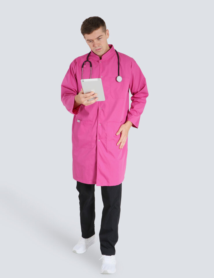 Military Collar Lab Coat - Pink - Large - 0