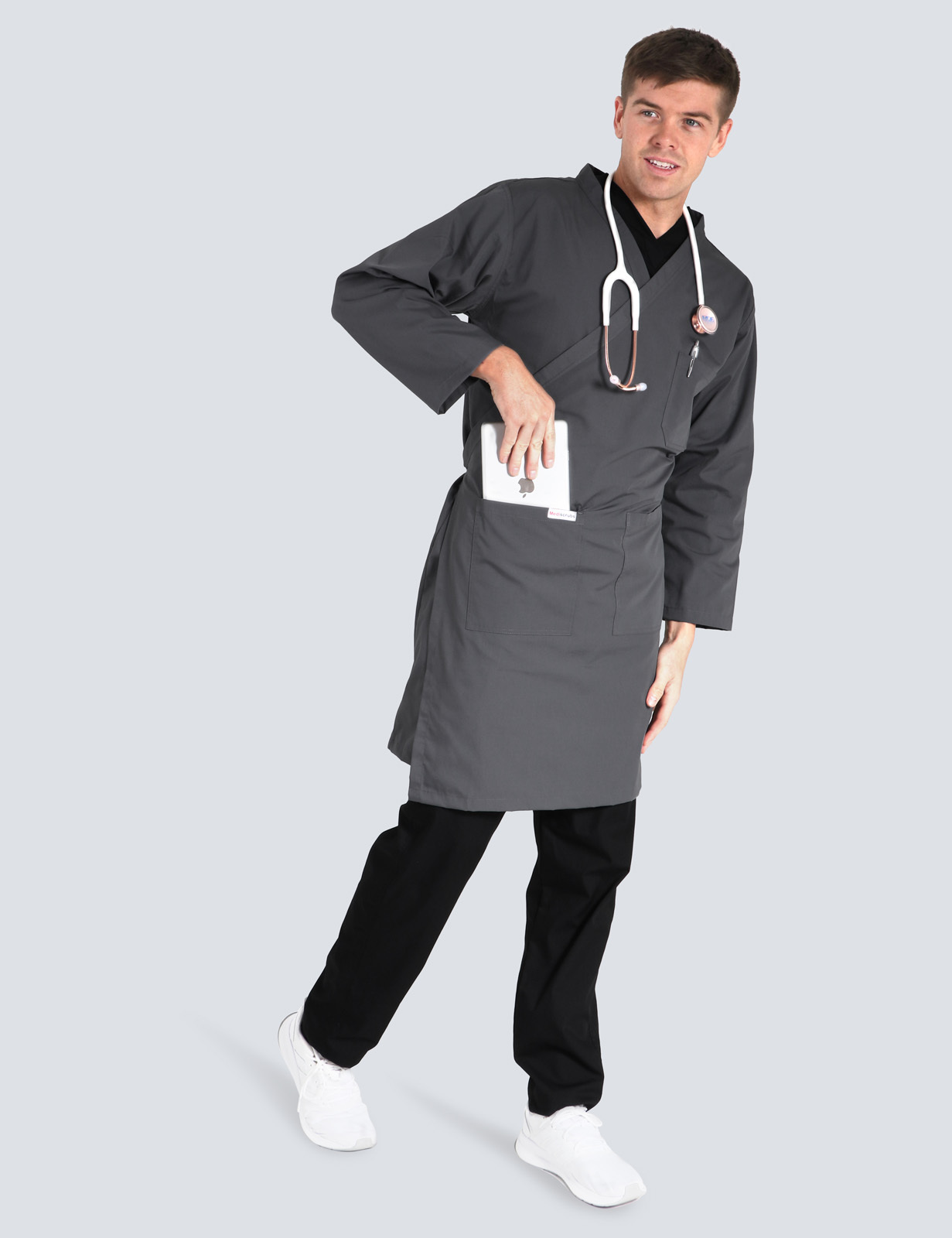 Wrap Around Lab Coat - Steel Grey - 4X Large - 0