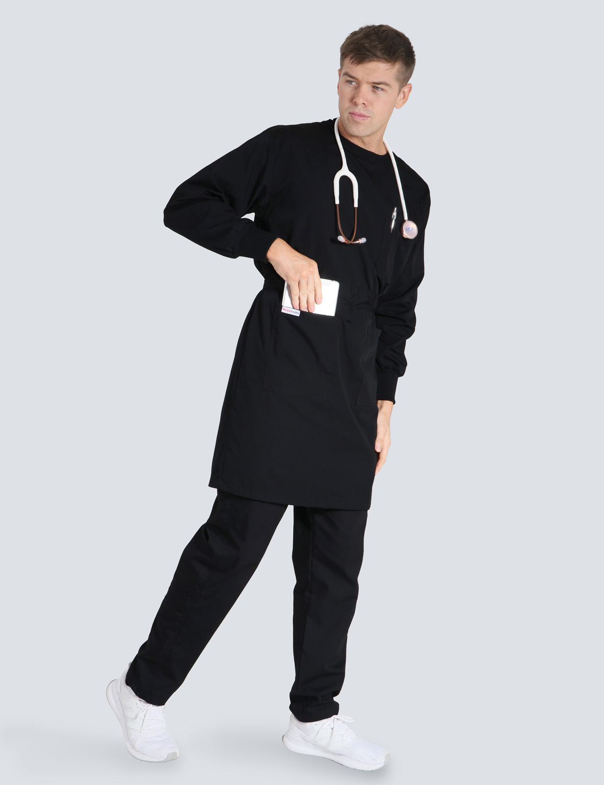 Lab Gown With Front Belt - Black - 0