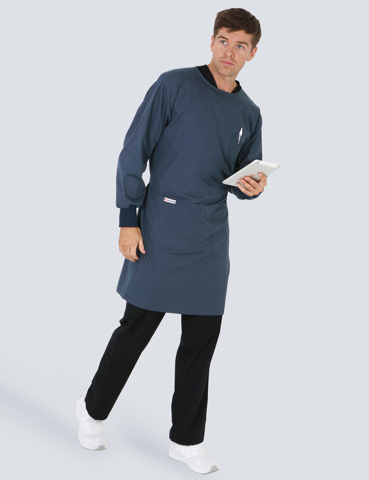Lab Gown With Front Pockets And Side Ties - Navy - Medium - 0