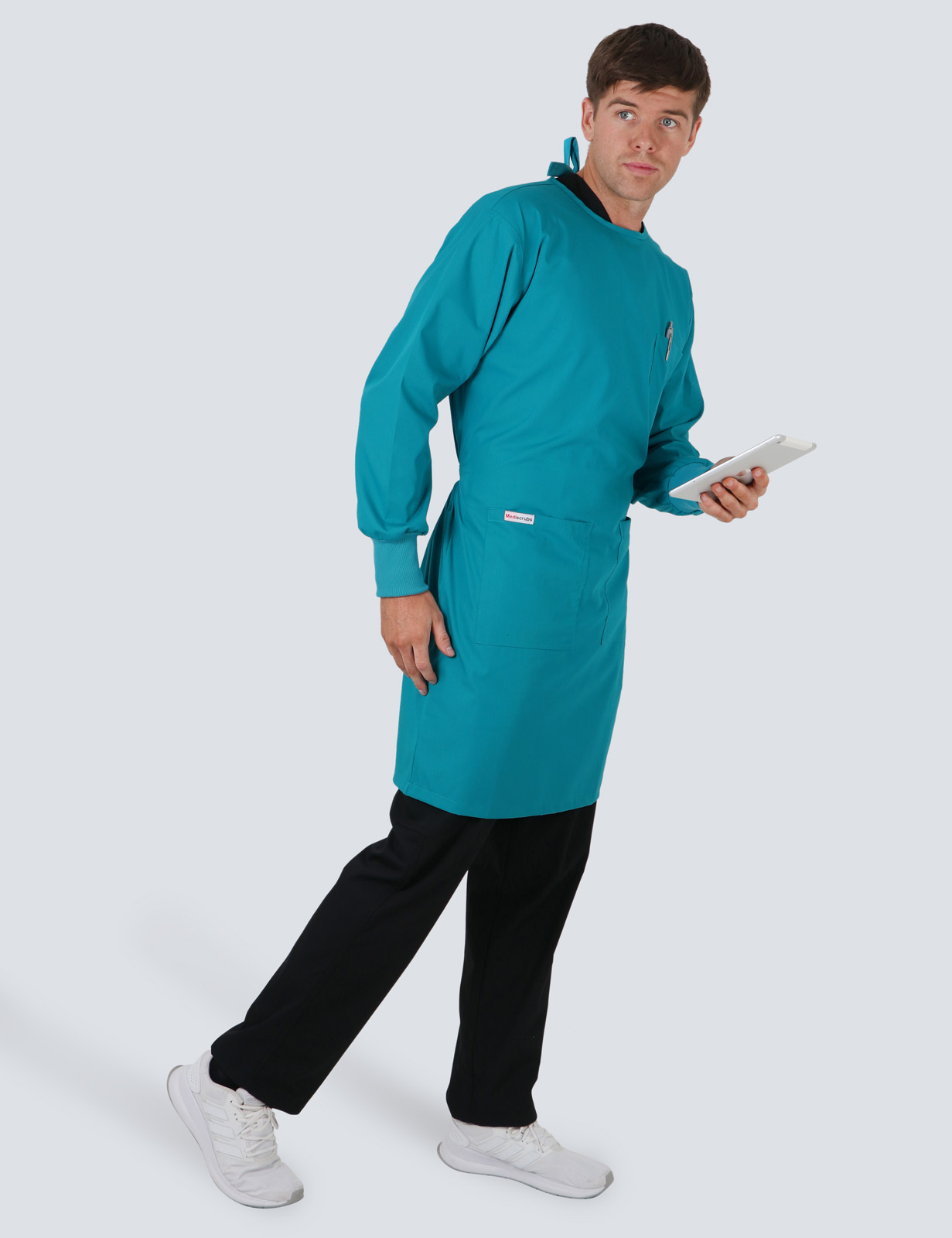 Lab Gown With Front Pockets And Side Ties - Teal - X Small - 0