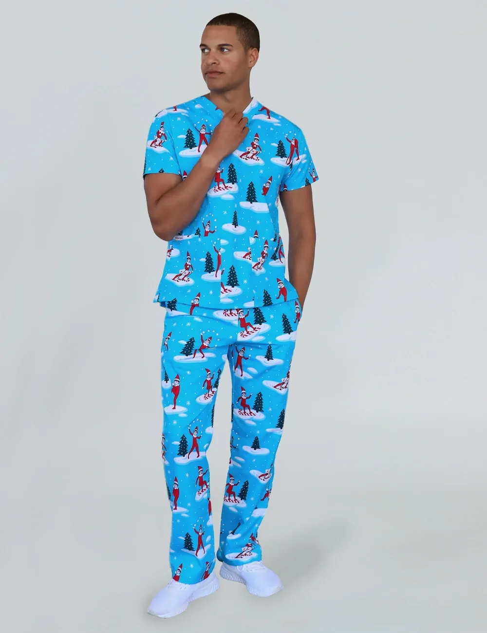Christmas is Better with Us Men's Cargo Scrub Pants featuring The Elf on the Shelf® - XXS - 0