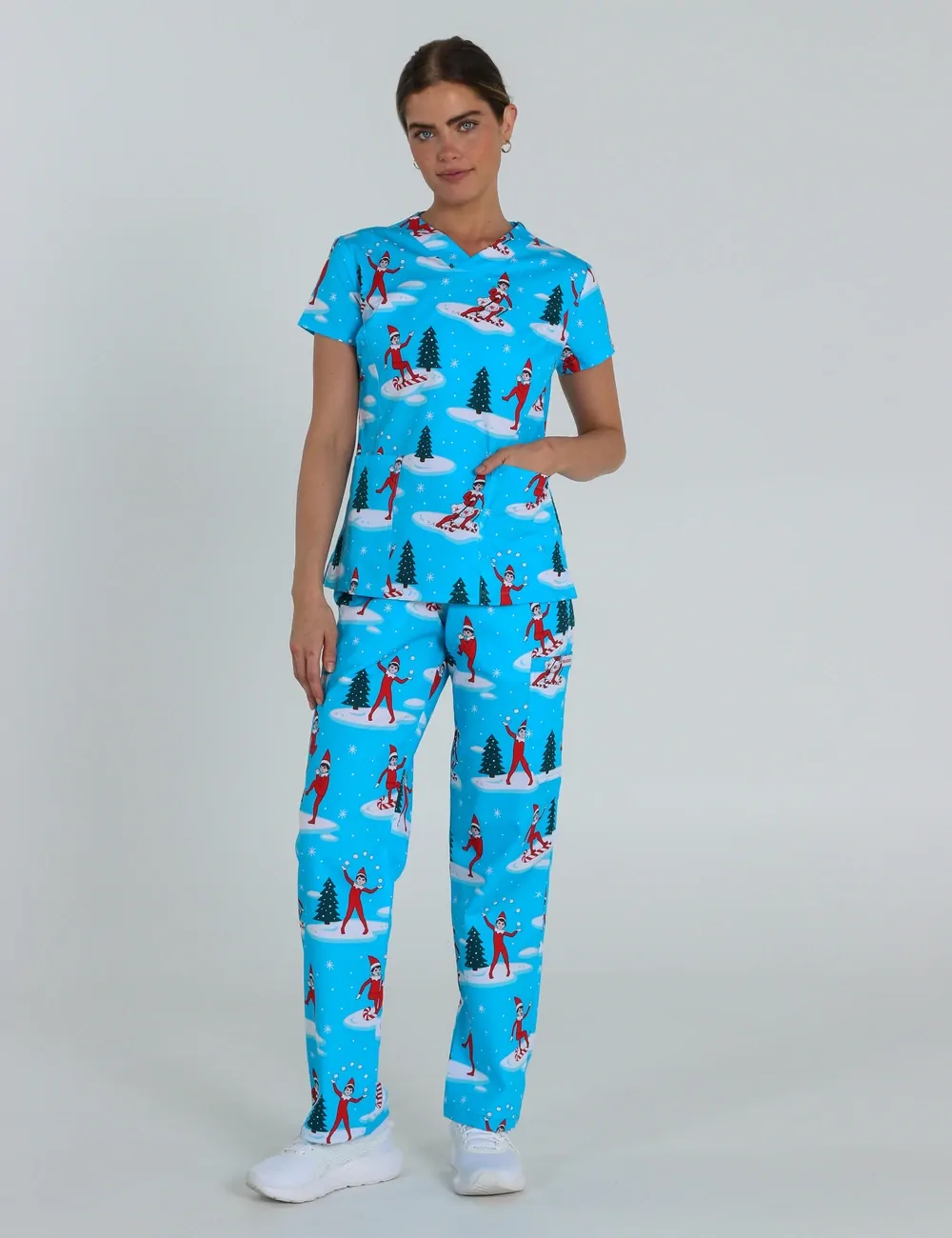 Christmas is Better with Us Women's Cargo Scrub Pants featuring The Elf on the Shelf® - XXS