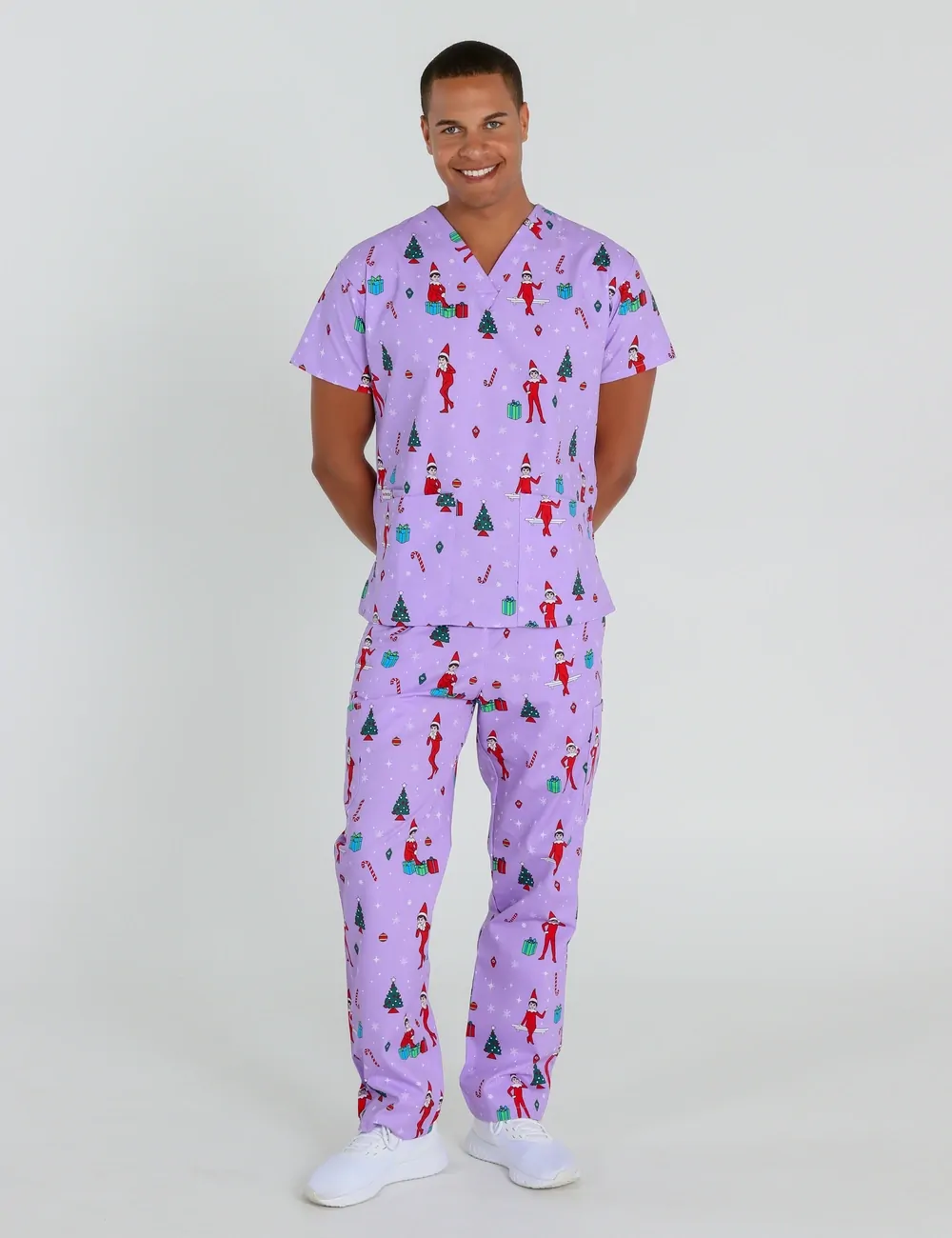 It's Christmastime Men's Cargo Scrub Pants featuring The Elf on the Shelf® - XXS - 0