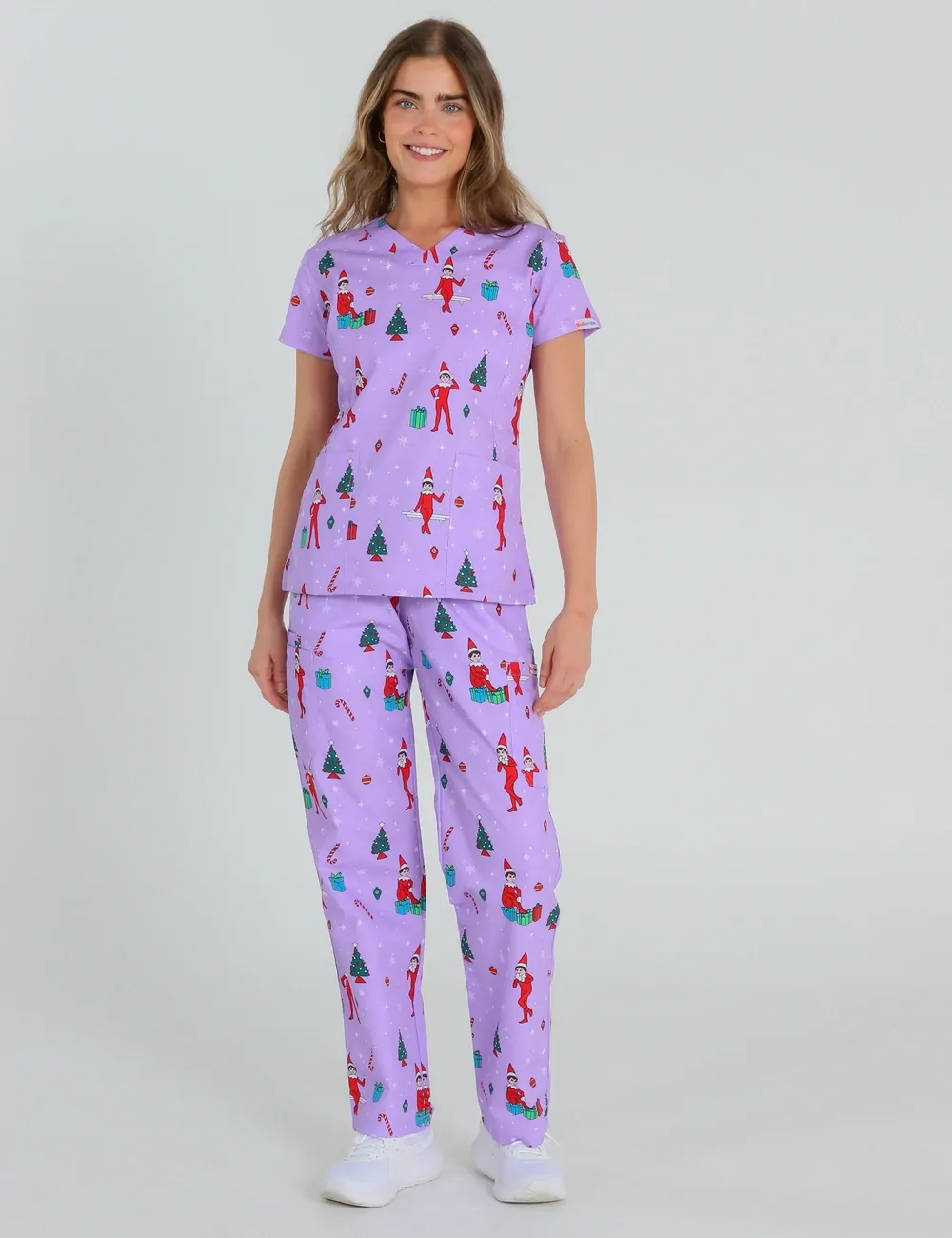 It's Christmastime Women's Cargo Scrub Pants featuring The Elf on the Shelf® - XXS - 0