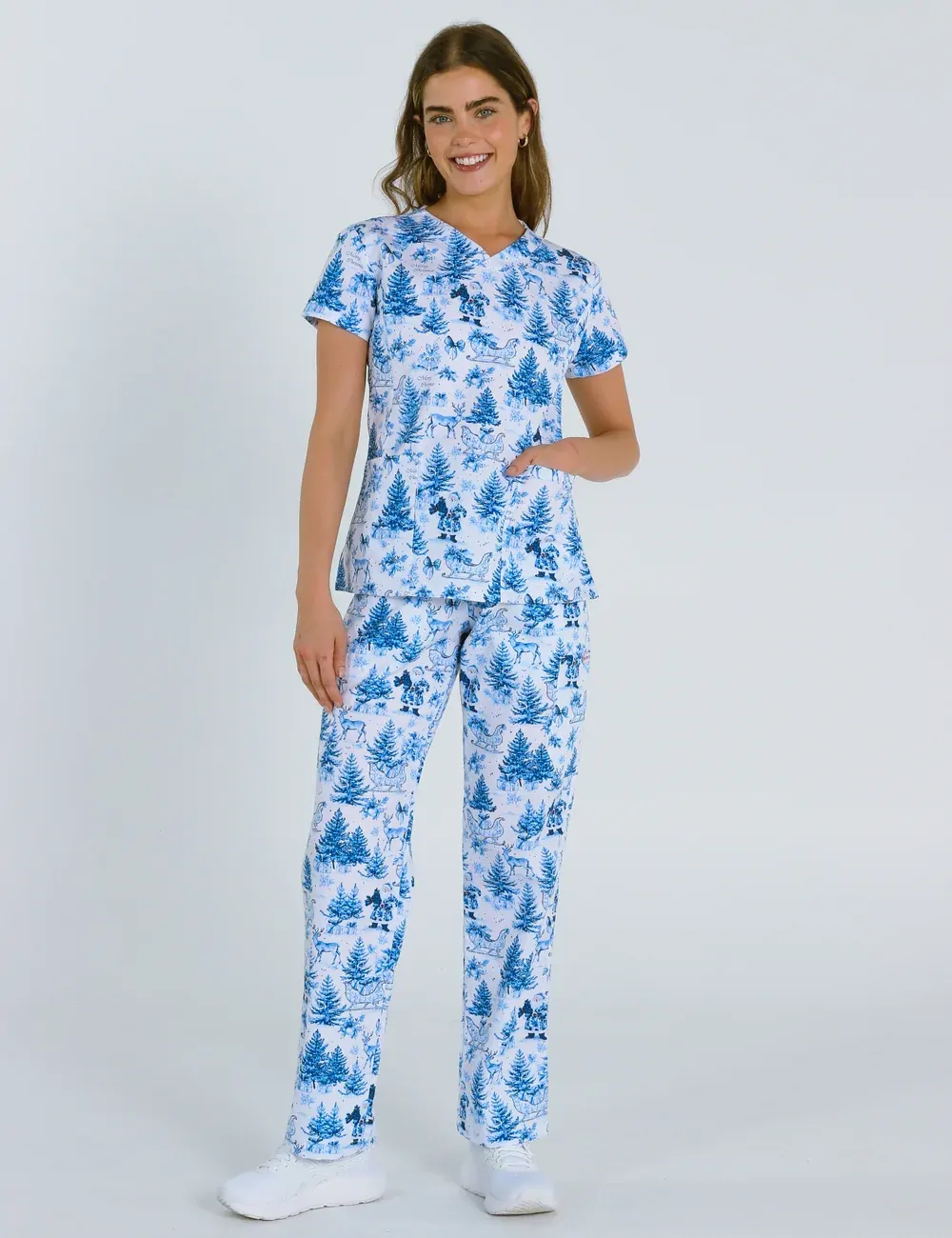 Noel Heritage Christmas Toile Women's Cargo Scrub Pants