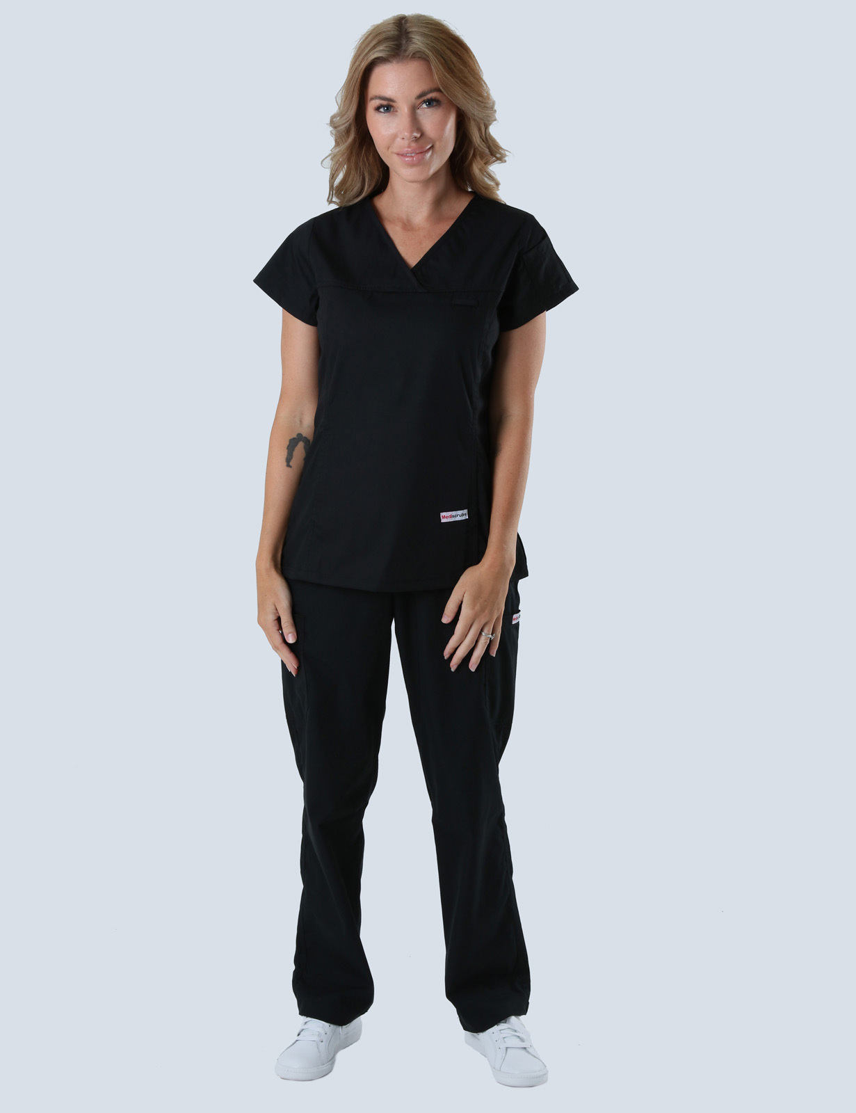 Women's Fit Solid Scrub Top - Black - X Large