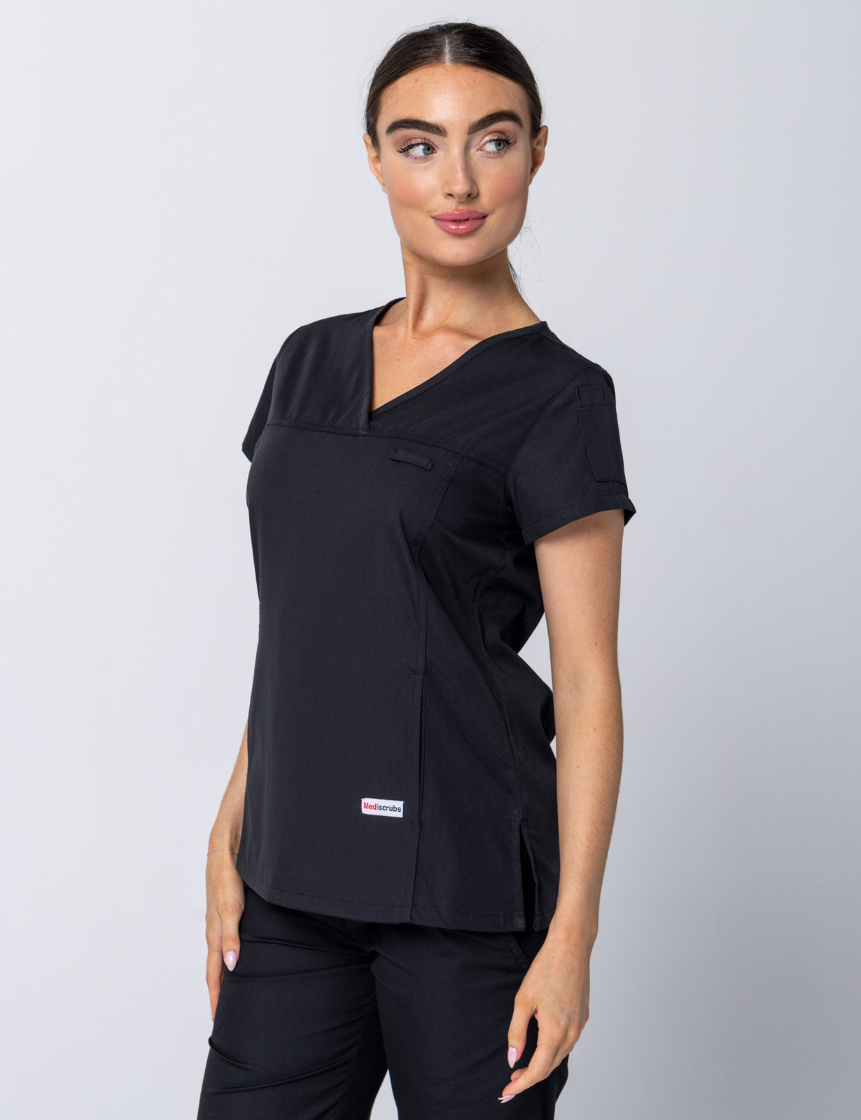 Women's Fit Solid Scrub Top - Black - 2X Large