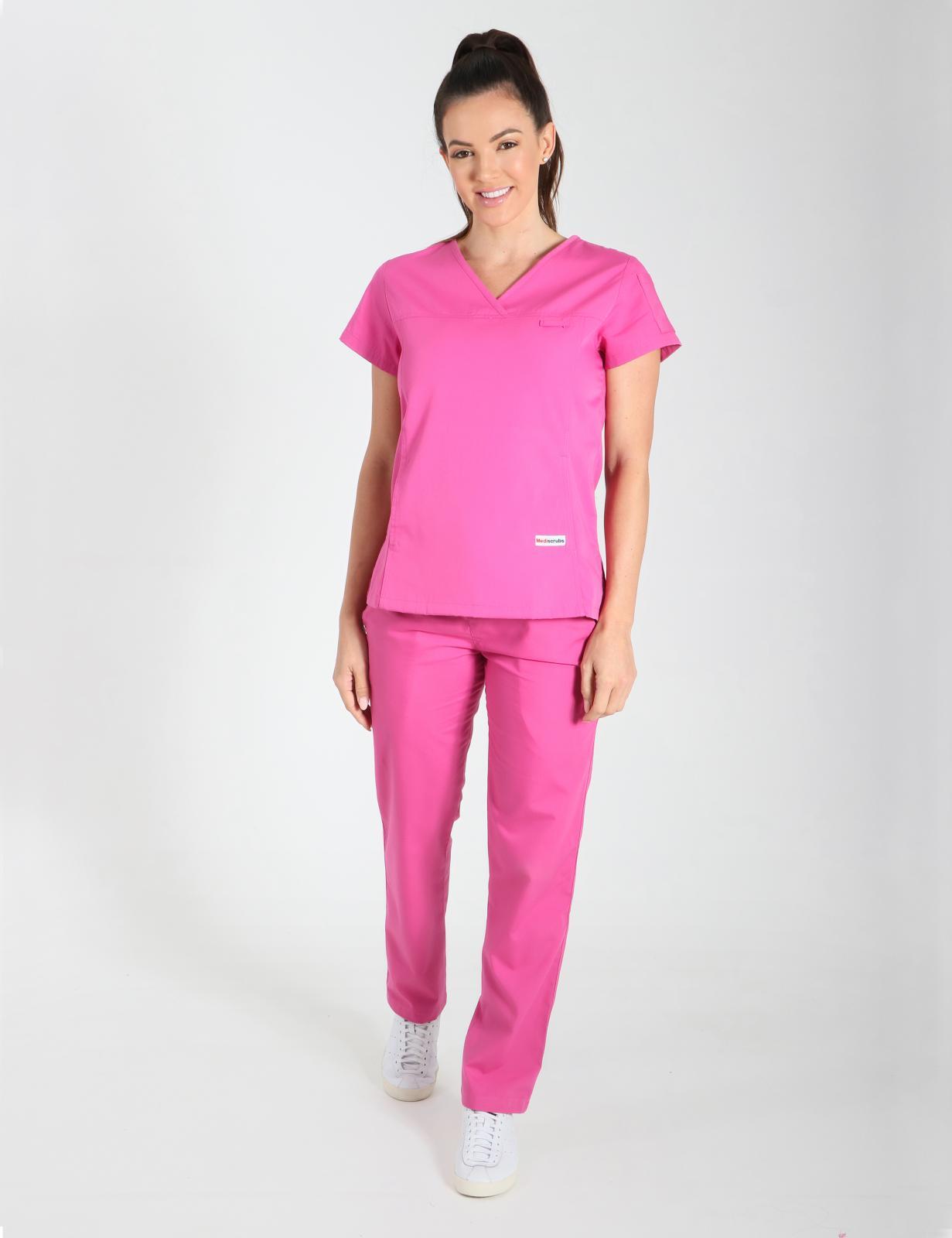 Women's Fit Solid Scrub Top - Pink - XX Small