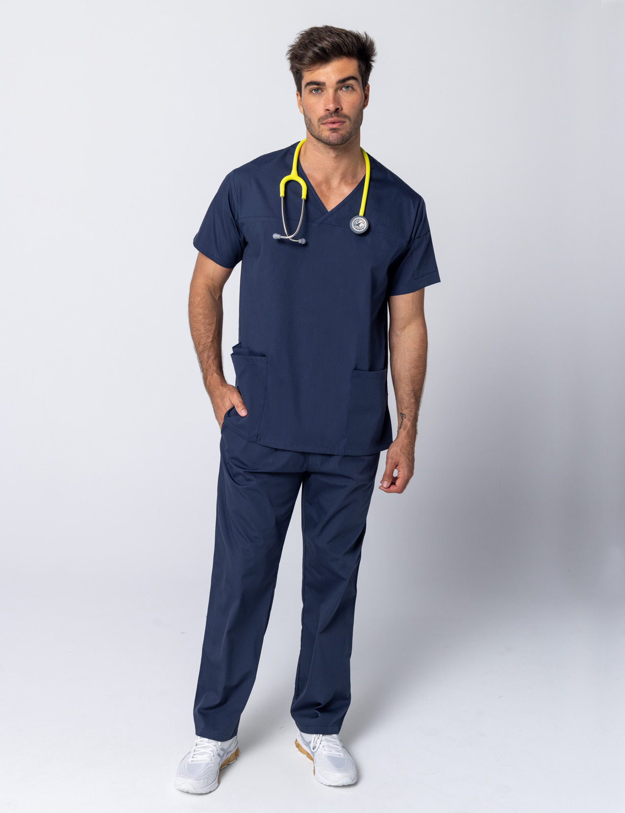 Men's Fit Solid Scrub Top - Navy - XX Small