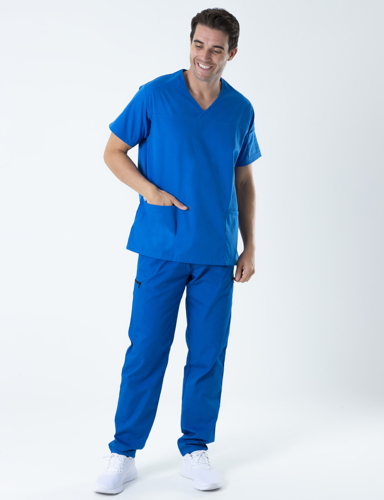 Men's Fit Solid Scrub Top - Royal - 4X large