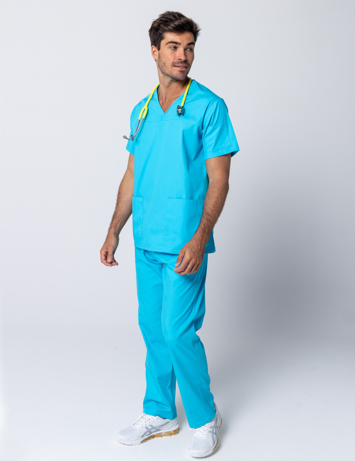Men's Fit Solid Scrub Top - Aqua - 3X Large