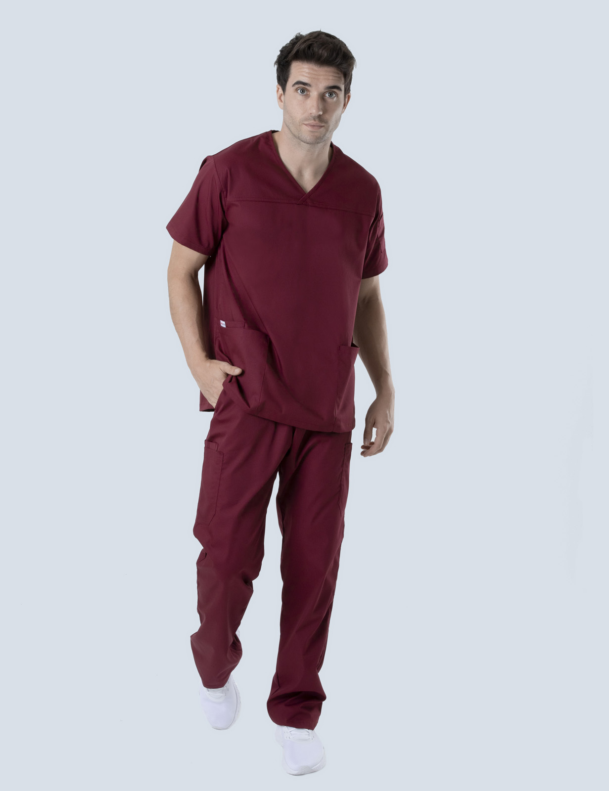 Men's Fit Solid Scrub Top - Burgundy - X Large - 0