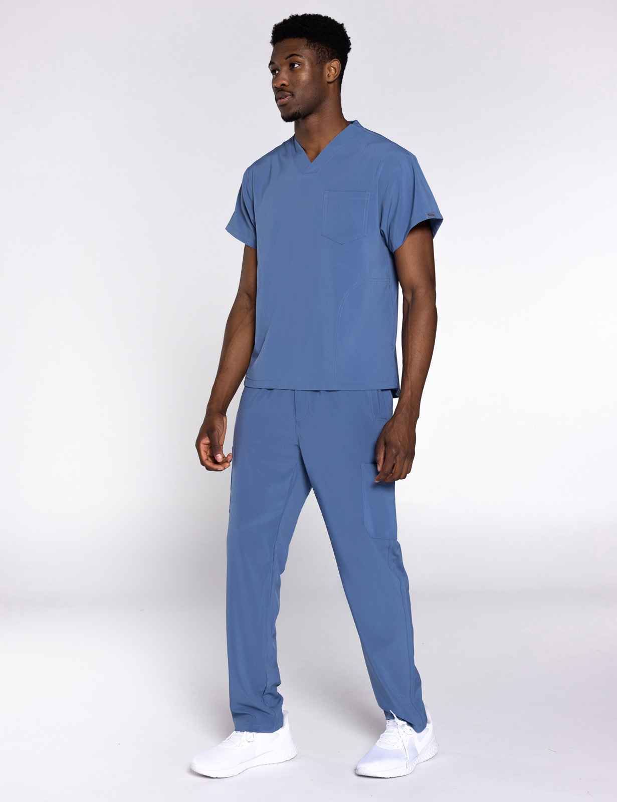 Anon Men's Scrub Top (Stealth Collection) Poly/Spandex - Steel Blue