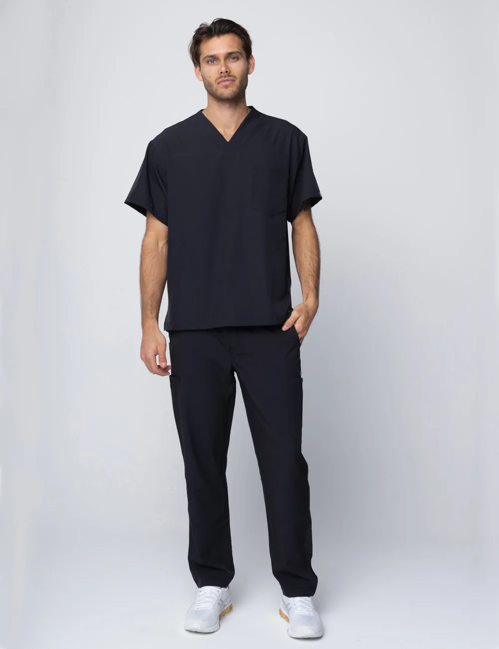 Anon Men's Scrub Top (Stealth Collection) Poly/Spandex - Tuxedo Black