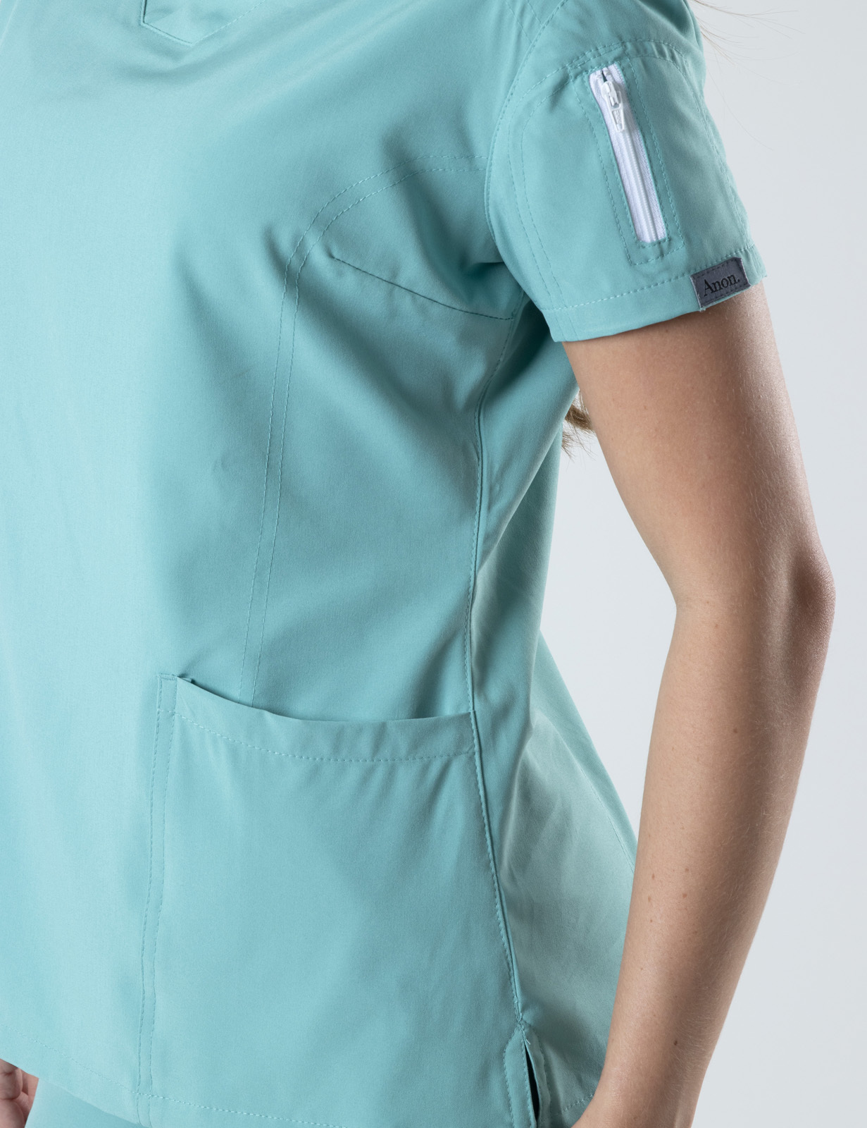 Anon Women's Scrub Top (Whisper Collection) Poly/Spandex - Cool Mint