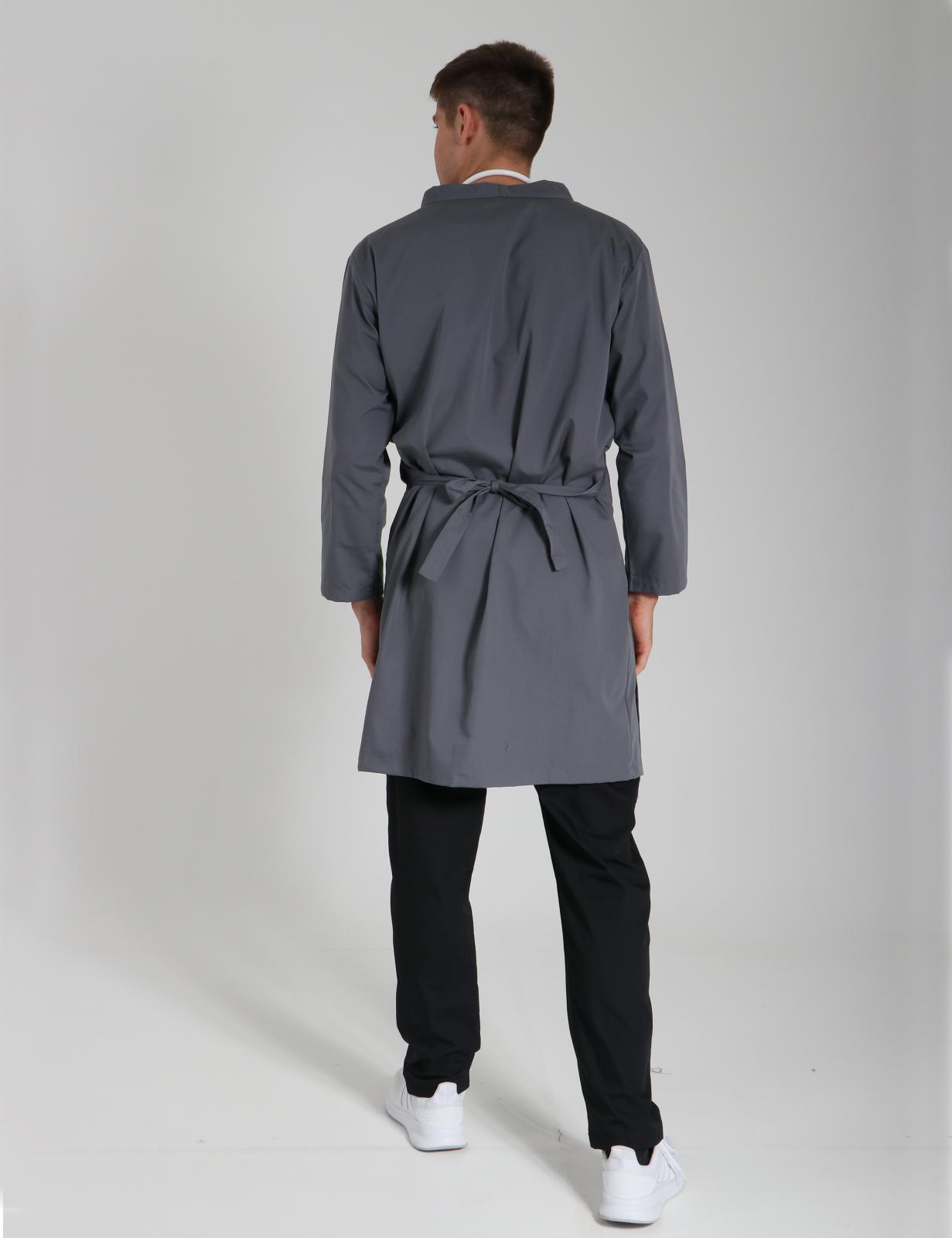 Wrap Around Lab Coat - Steel Grey - 4X Large - 7