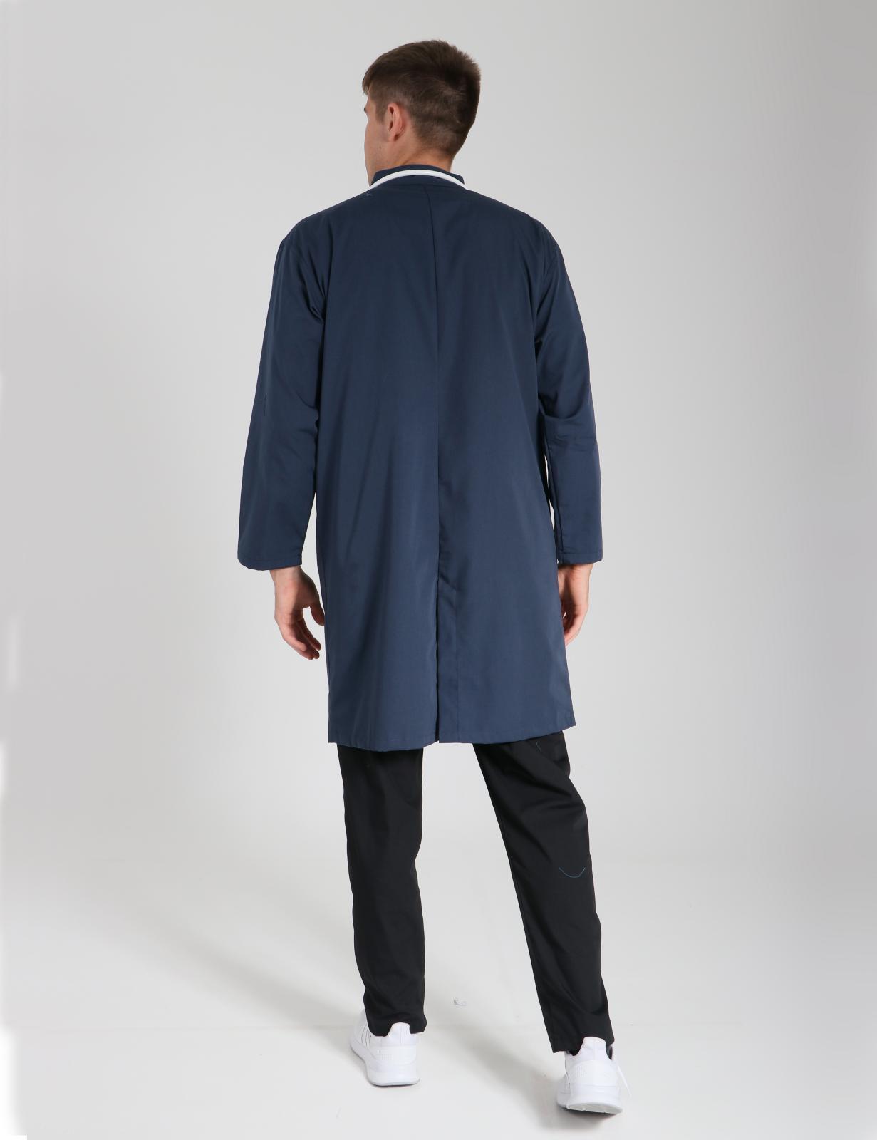Lab Gown With Front Pockets And Side Ties - Navy - Medium - 7