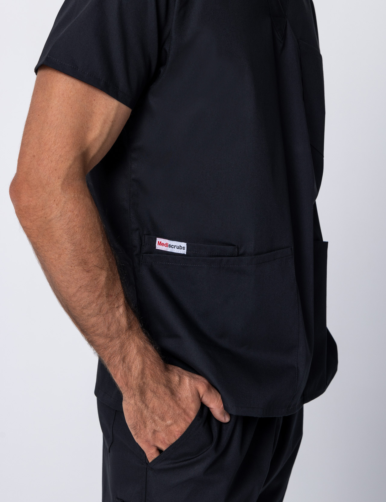Men's 4 Pocket Scrub Top - Black - 4X large - 1
