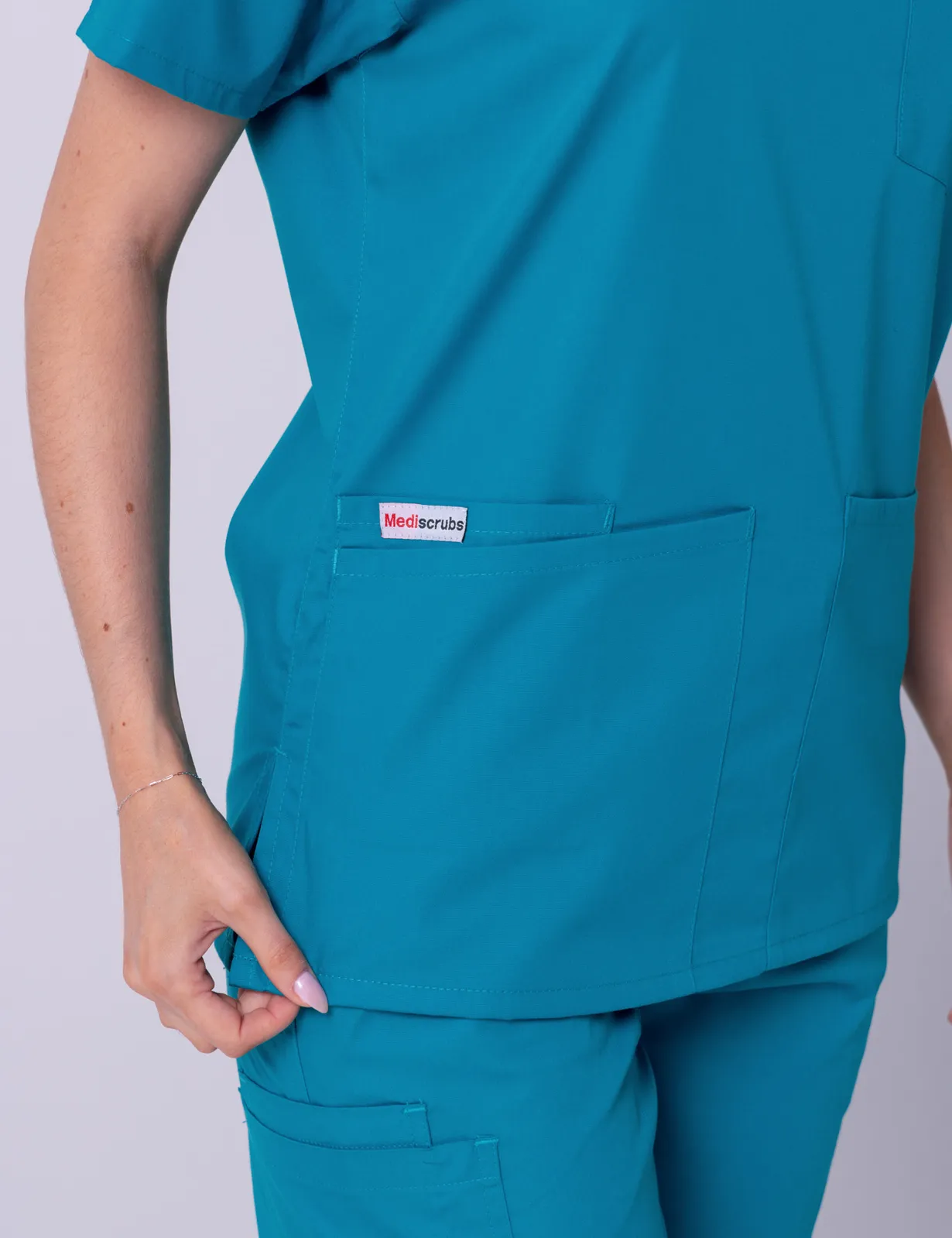 Women's 4 Pocket Scrub Top - Teal - Medium - 1