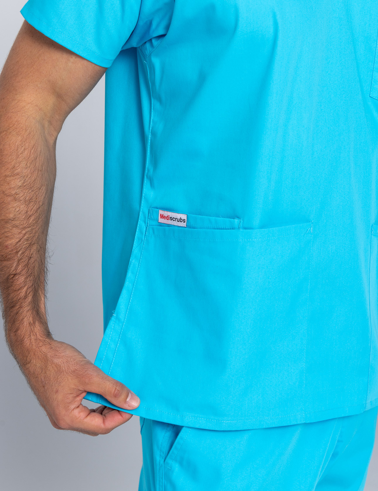 Men's 4 Pocket Scrub Top - Aqua - 3X Large - 1