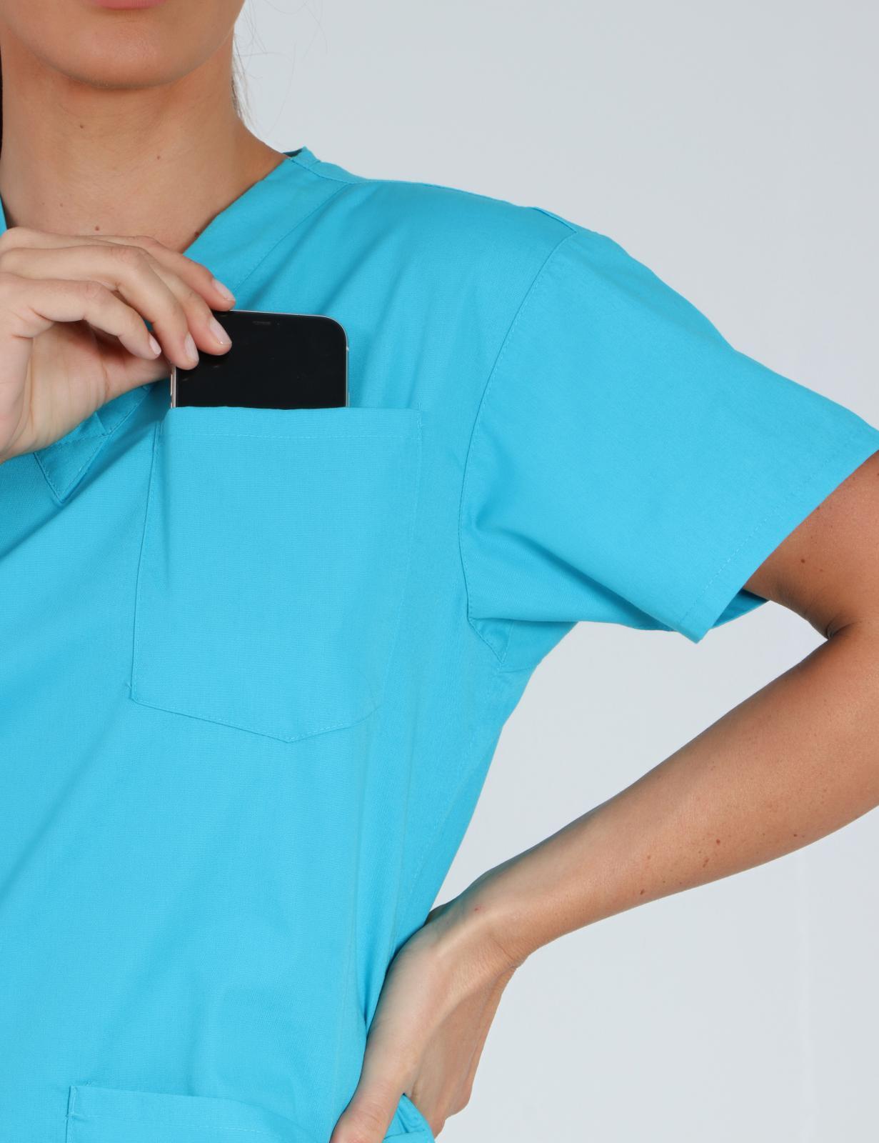 4 Pocket Scrub Top - Aqua - 5X Large - 1
