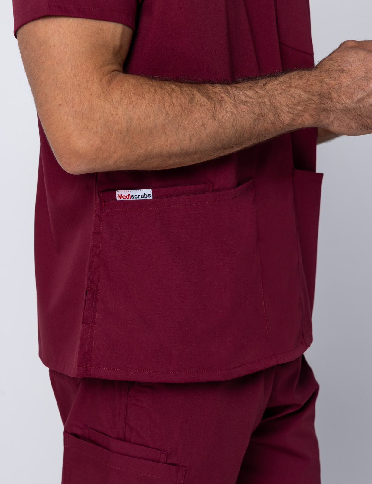 Men's 4 Pocket Scrub Top - Burgundy - X Small - 1