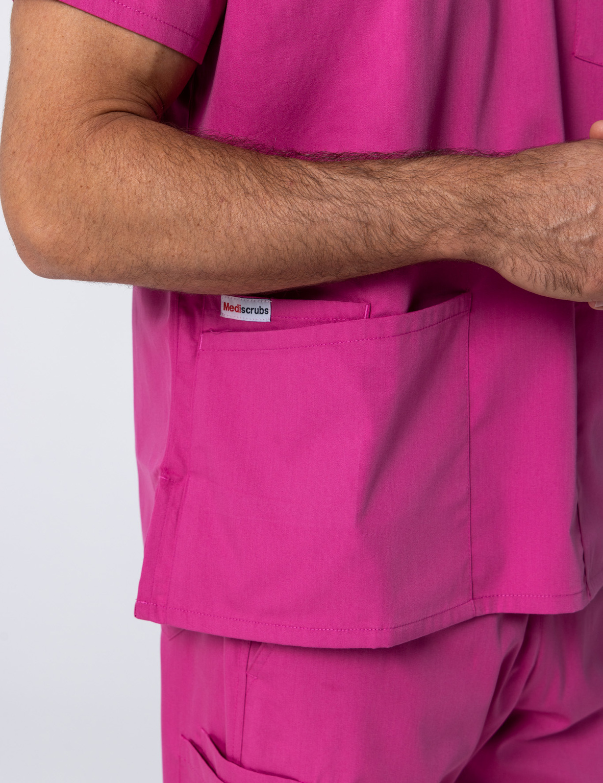 Men's 4 Pocket Scrub Top - Pink - Large - 1