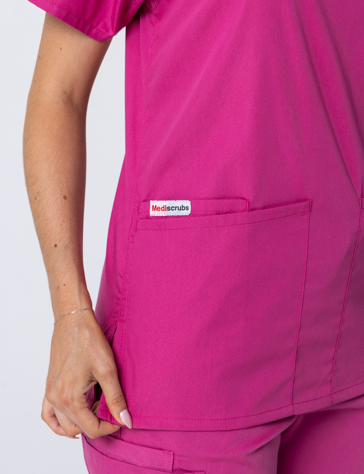 Women's 4 Pocket Scrub Top - Pink - Large - 1