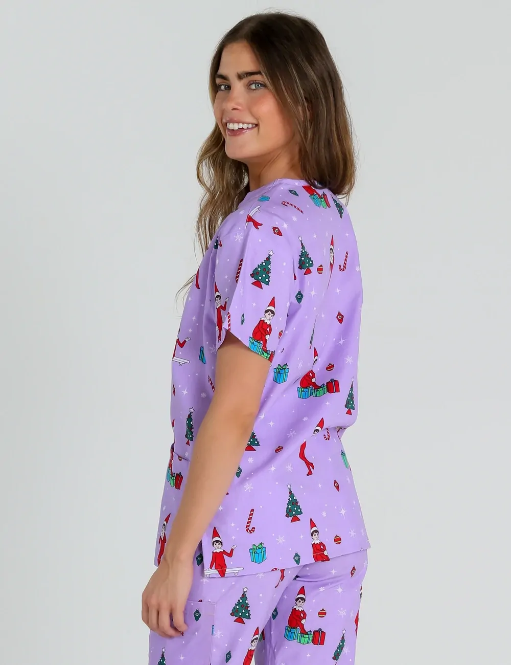 It's Christmastime Women's Classic Scrub Top featuring The Elf on the Shelf® - XXS - 1