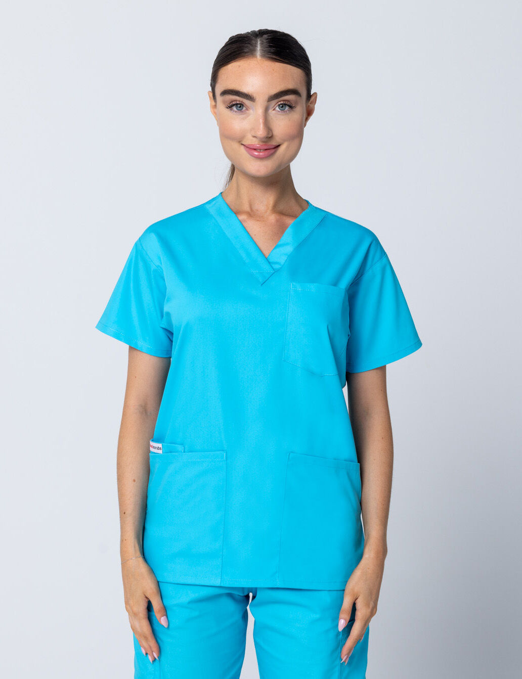 Townsville Hospital - Occupational Therapist - Unisex Top Only Bundle (4 Pocket Scrub Top in Aqua incl Logos) - 1