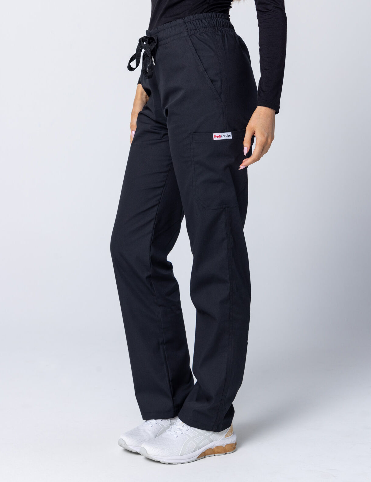 Rockhampton Hospital Clinical Measurements Women's Uniform Set Bundle (4 Pocket Top & Cargo Pants in Black incl Logos) - 1